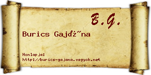 Burics Gajána névjegykártya